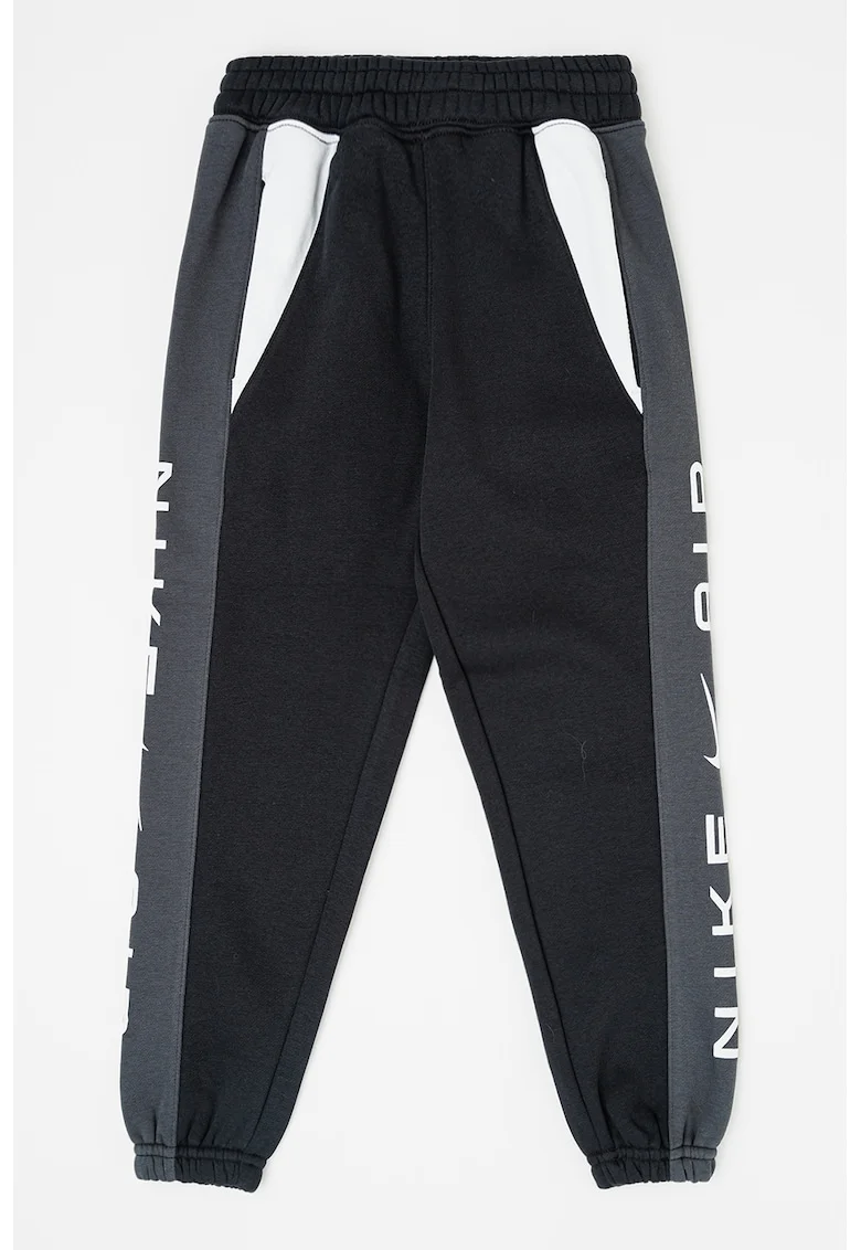Pantaloni de trening din amestec de bumbac cu logo, Alb/Negru/Gri antracit