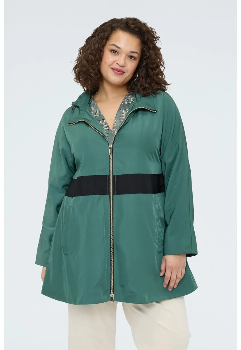 Jacheta cu fermoar si gluga, Verde aquamarin