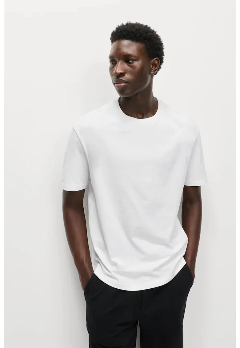 Tricou uni slim fit, Alb