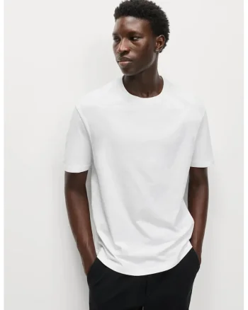 Tricou uni slim fit, Alb