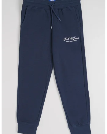 Pantaloni de trening cu snur de ajustare si buzunare laterale, Bleumarin