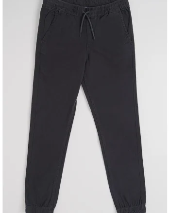 Pantaloni din amestec de bumbac organic cu snur de ajustare, Negru