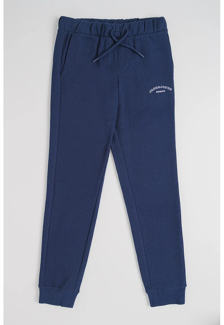 Pantaloni de trening cu snur de ajustare si buzunare oblice, Bleumarin