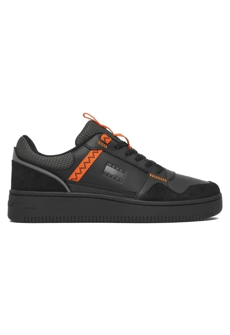 Pantofi sport barbati  TJM RETRO BASKET, Piele naturala,dwqfwwqfq Negru, Negru