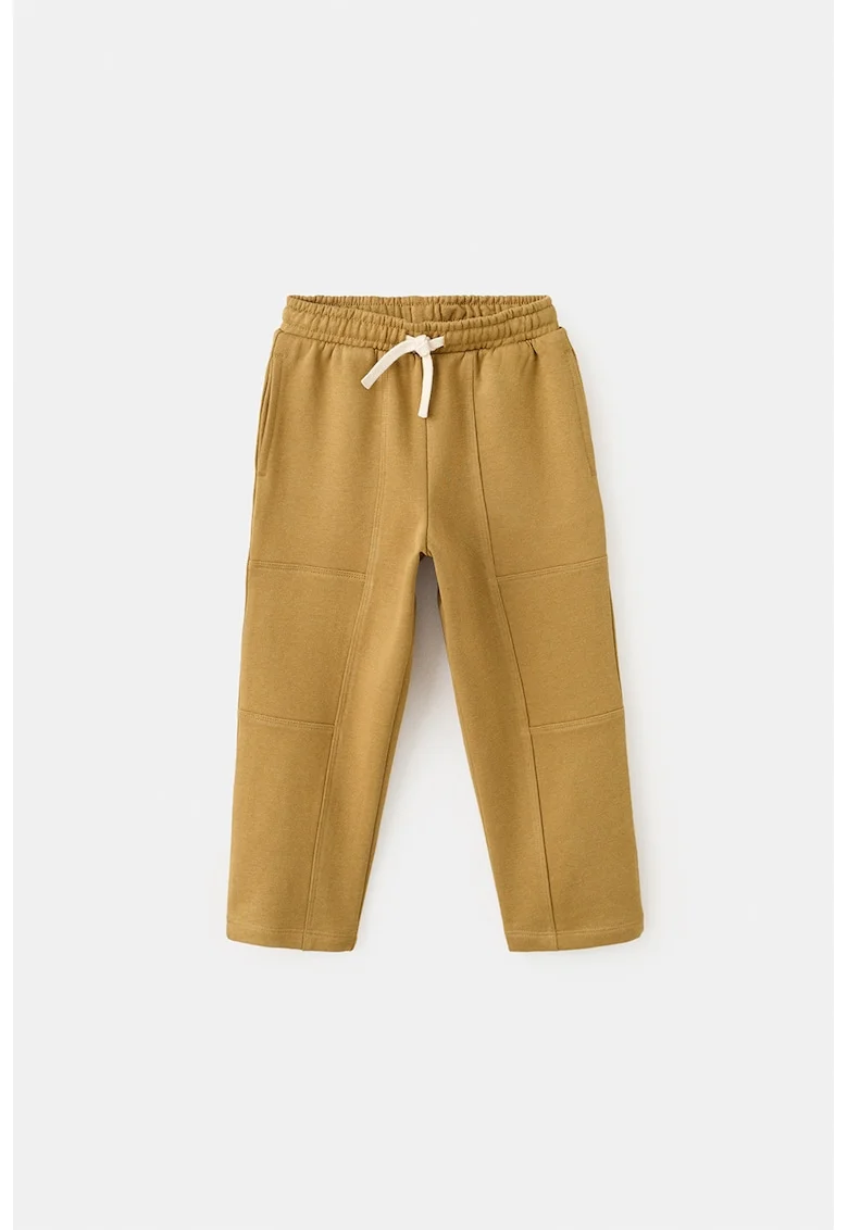 Pantaloni de trening din bumbac cu buzunare laterale, Galben mustar