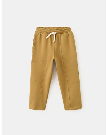 Pantaloni de trening din bumbac cu buzunare laterale, Galben mustar