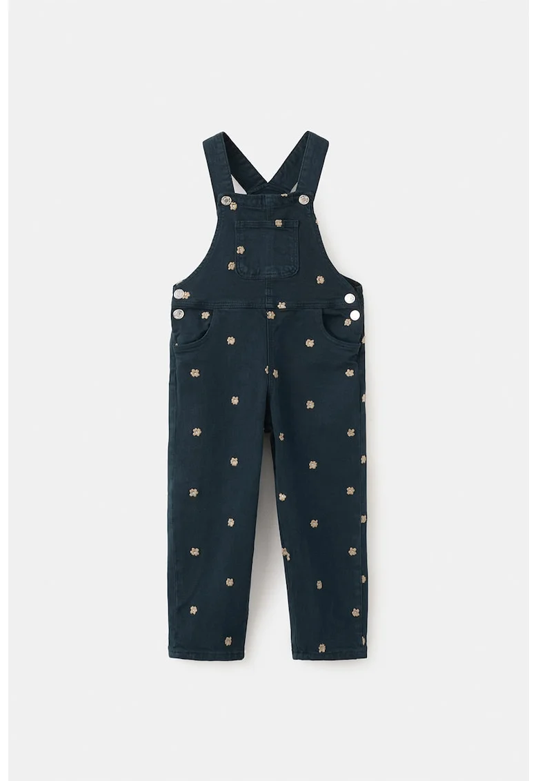 Salopeta din denim cu detalii brodate, Albastru ultramarin