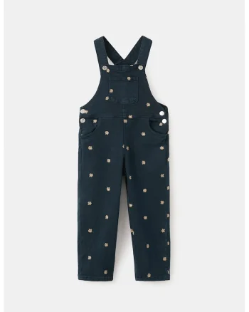 Salopeta din denim cu detalii brodate, Albastru ultramarin