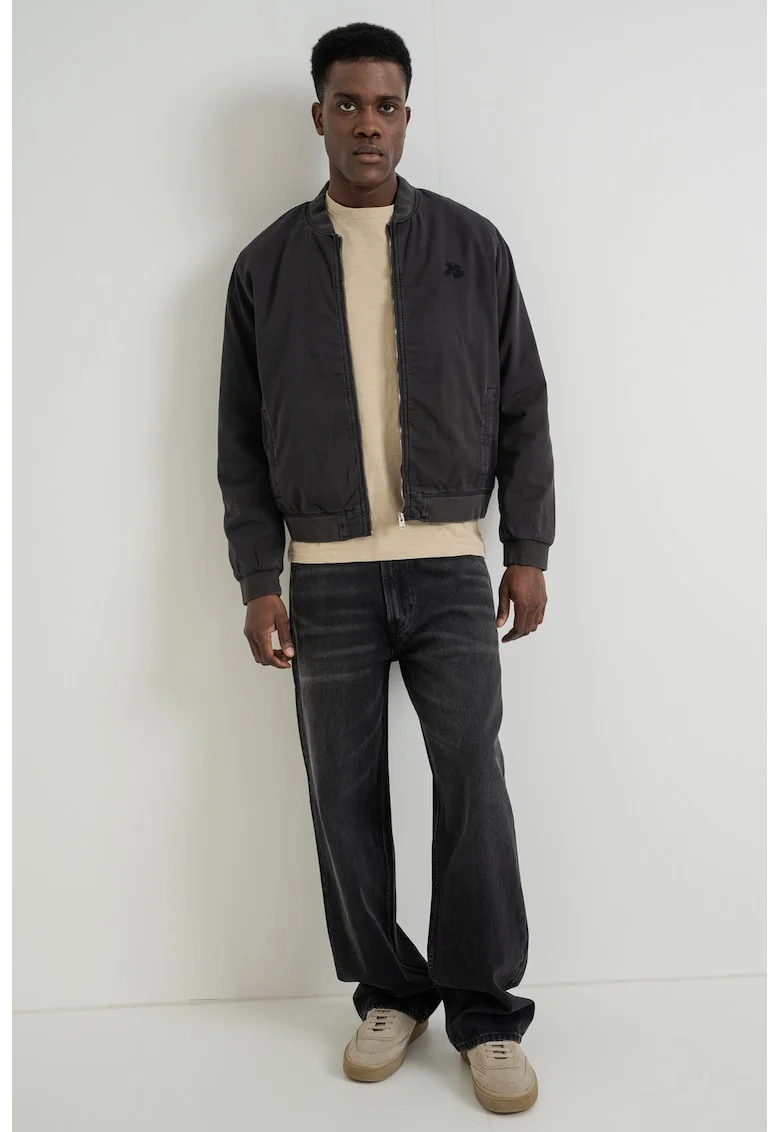 Geaca bomber de bumbac organic Forres, Gri inchis
