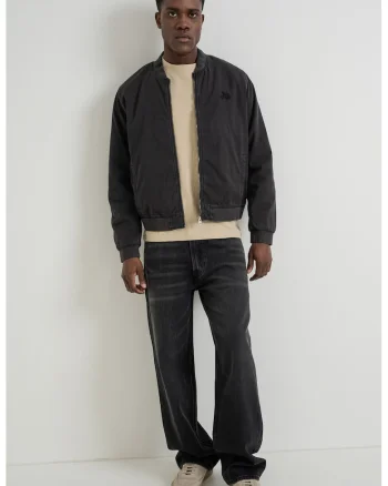 Geaca bomber de bumbac organic Forres, Gri inchis