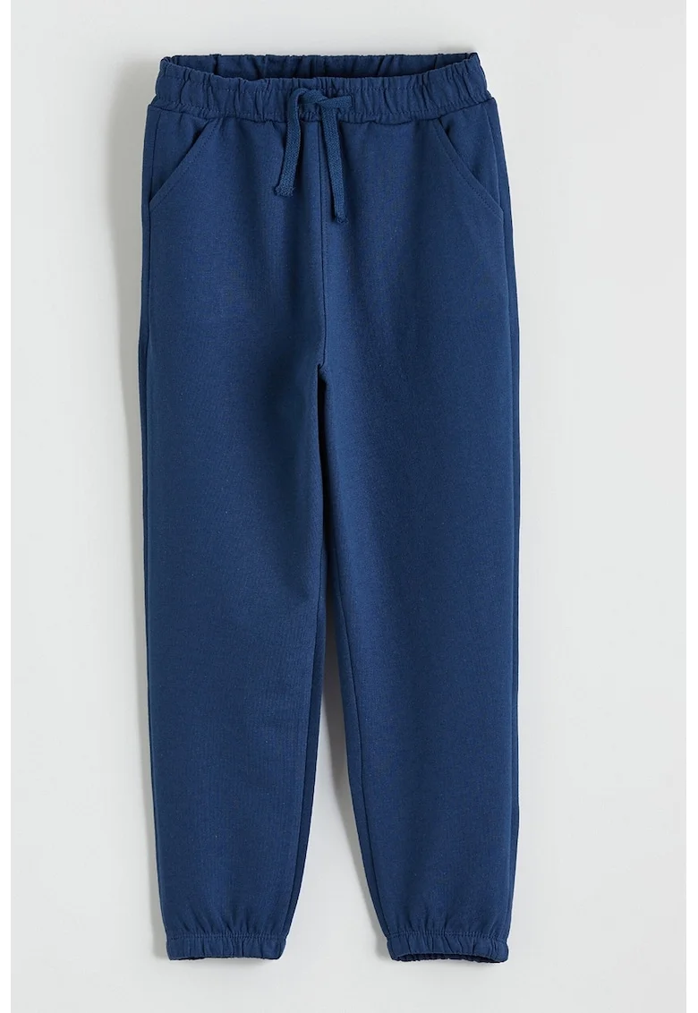 Pantaloni de trening din amestec de bumbac cu snur, Albastru inchis