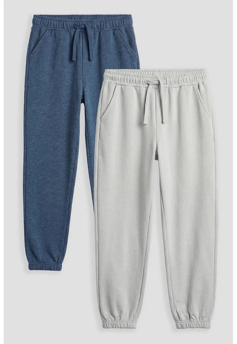 Set de pantaloni de trening din amestec de bumbac - 2 perechi, Gri deschis/Albastru melange