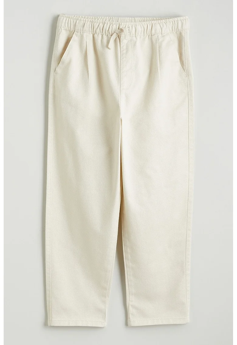 Pantaloni drepti cu snur, Crem