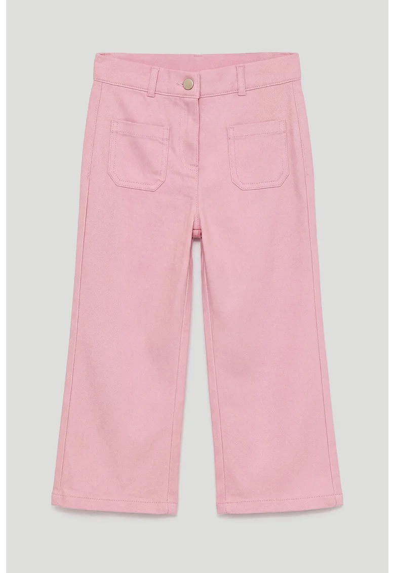 Pantaloni de bumbac cu buzunare, Roz pastel