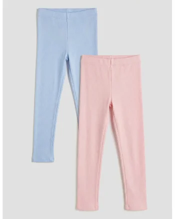 Set de colanti slim fit cu talie inalta - 2 perechi, Albastru lavanda/Roz pastel