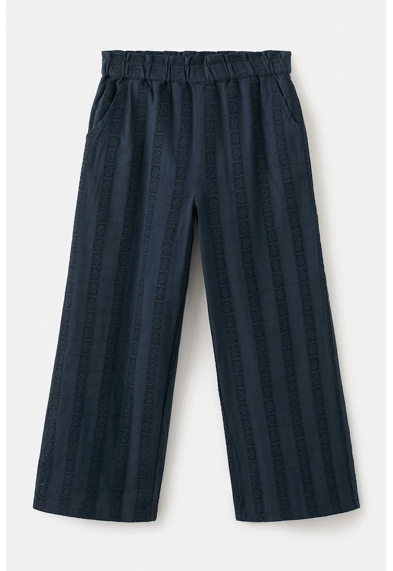 Pantaloni de bumbac cu detalii sangallo, Bleumarin
