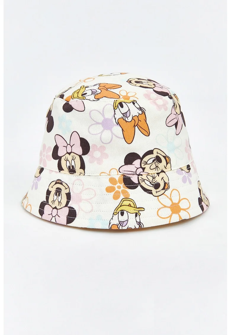 Palarie bucket de bumbac Minnie Mouse&Daisy, Alb/Portocaliu/Roz