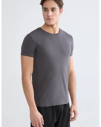 Tricou uni slim fit, Gri antracit
