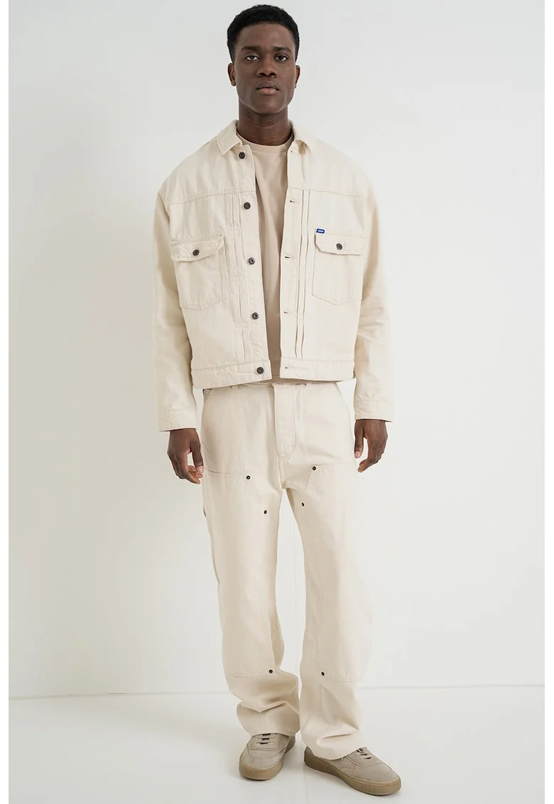 Jacheta relaxed fit de denim, Crem