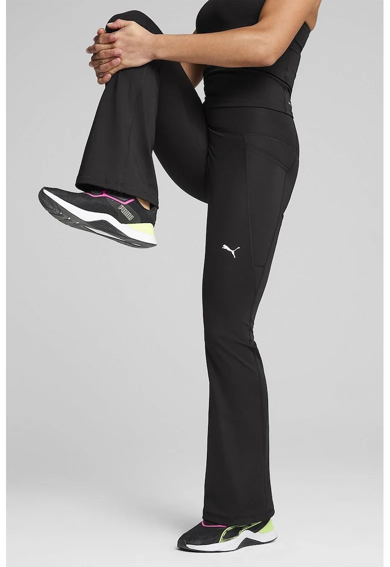 Pantaloni cu croiala bootcut pentru fitness Essential, Negru