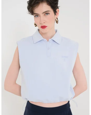 Tricou polo croo, fara maneci, Albastru deschis