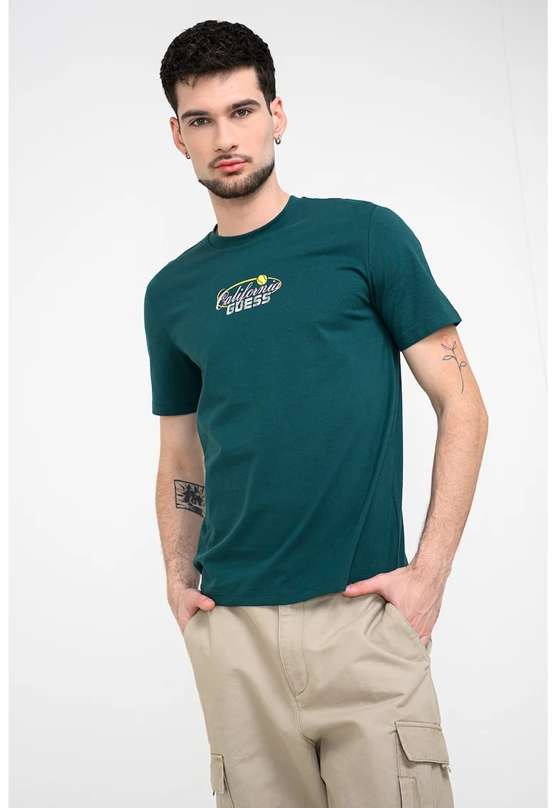 Tricou din bumbac cu logo, Verde englez