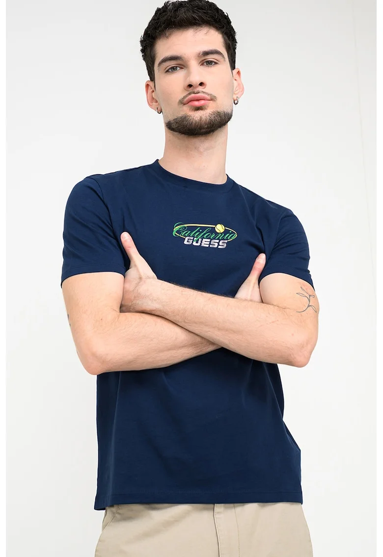 Tricou din bumbac cu logo, Bleumarin