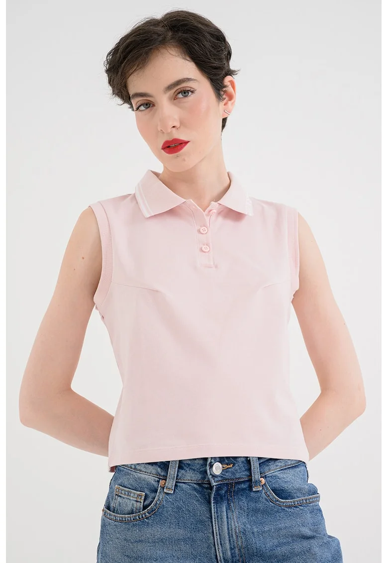 Tricou polo, fara maneci, Roz