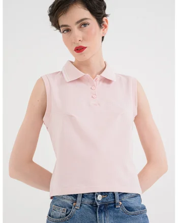 Tricou polo, fara maneci, Roz