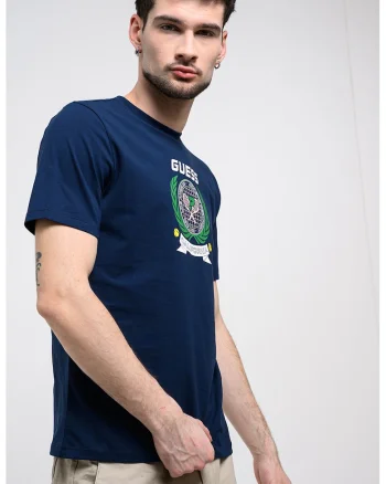 Tricou din bumbac cu logo, Alb/Bleumarin