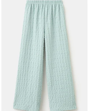 Pantaloni vaporosi texturati, Verde pal