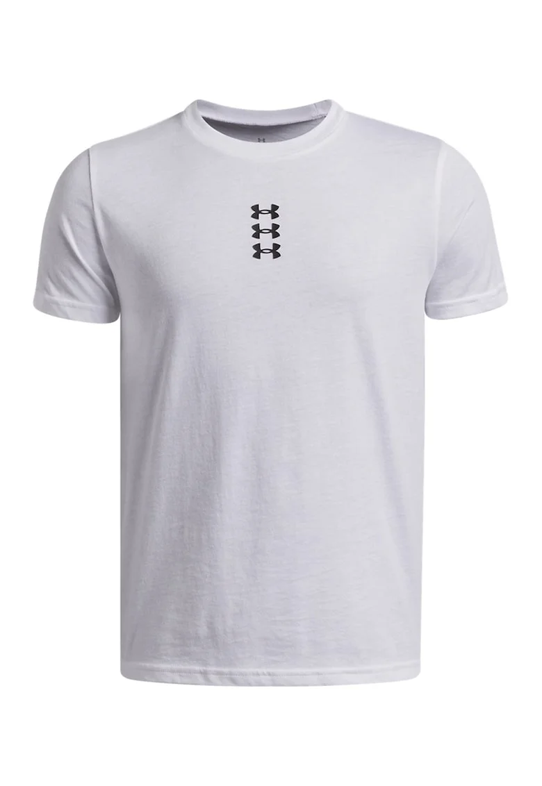 Tricou regular fit cu imprimeu logo, pentru baschet Hoops, Negru/Alb murdar