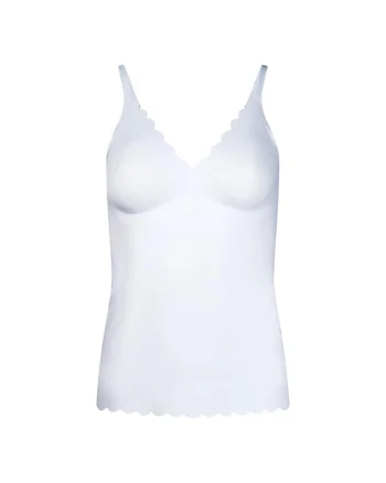 Top slim fit cu decolteu in V, Alb