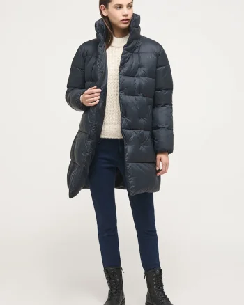 Jacheta Dama,  Heidi Mid Puffer, Regular Fit, Design Clasic, Maneci Lungi, 2 Buzunare, Cu Fermoar, Bumbac, Negru, Negru