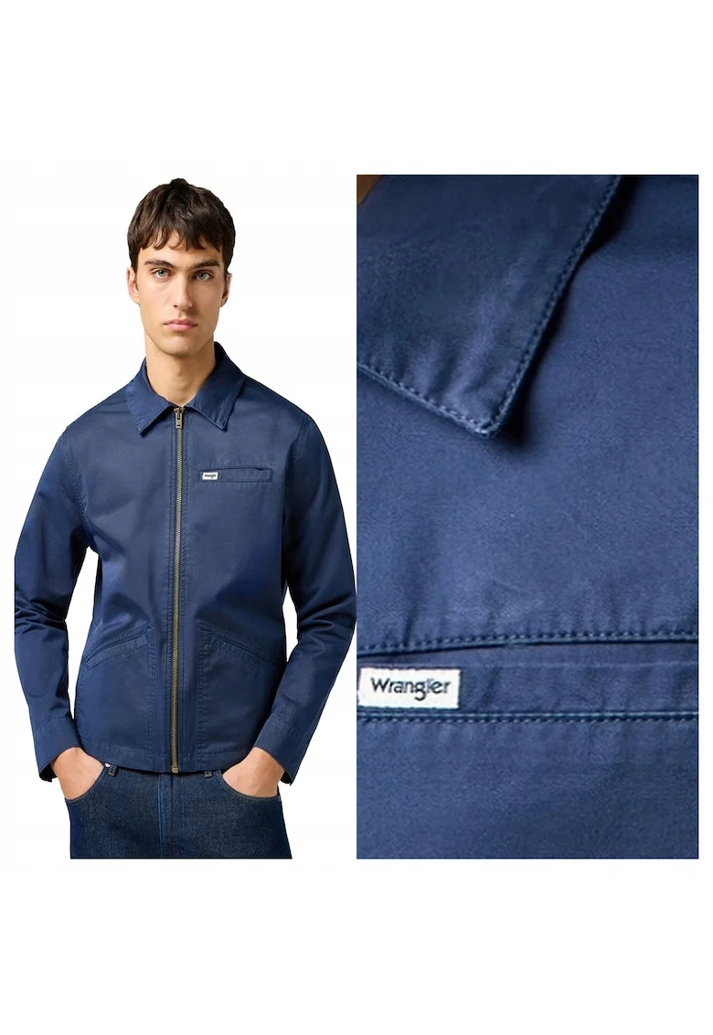 Jacheta Barbati,  Rodeo Utility Jacket, Regular Fit, Design Clasic, Maneci Lungi, 2 Buzunare, Cu Fermoar, Bumbac, M INTL, Albastru