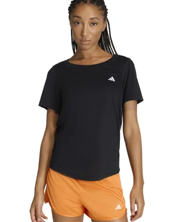 Tricou cu decolteu rotund pentru fitness, Negru
