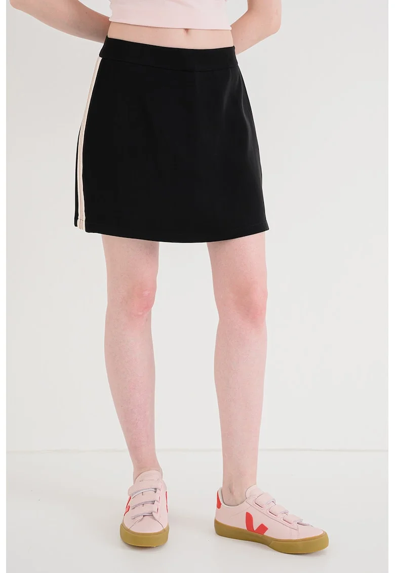 Fusta-pantalon scurta cu benzi laterale contrastante, Negru