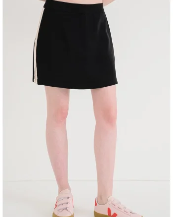 Fusta-pantalon scurta cu benzi laterale contrastante, Negru