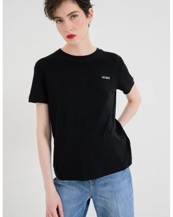 Tricou din amestec de lyocell cu decolteu la baza gatului, Negru