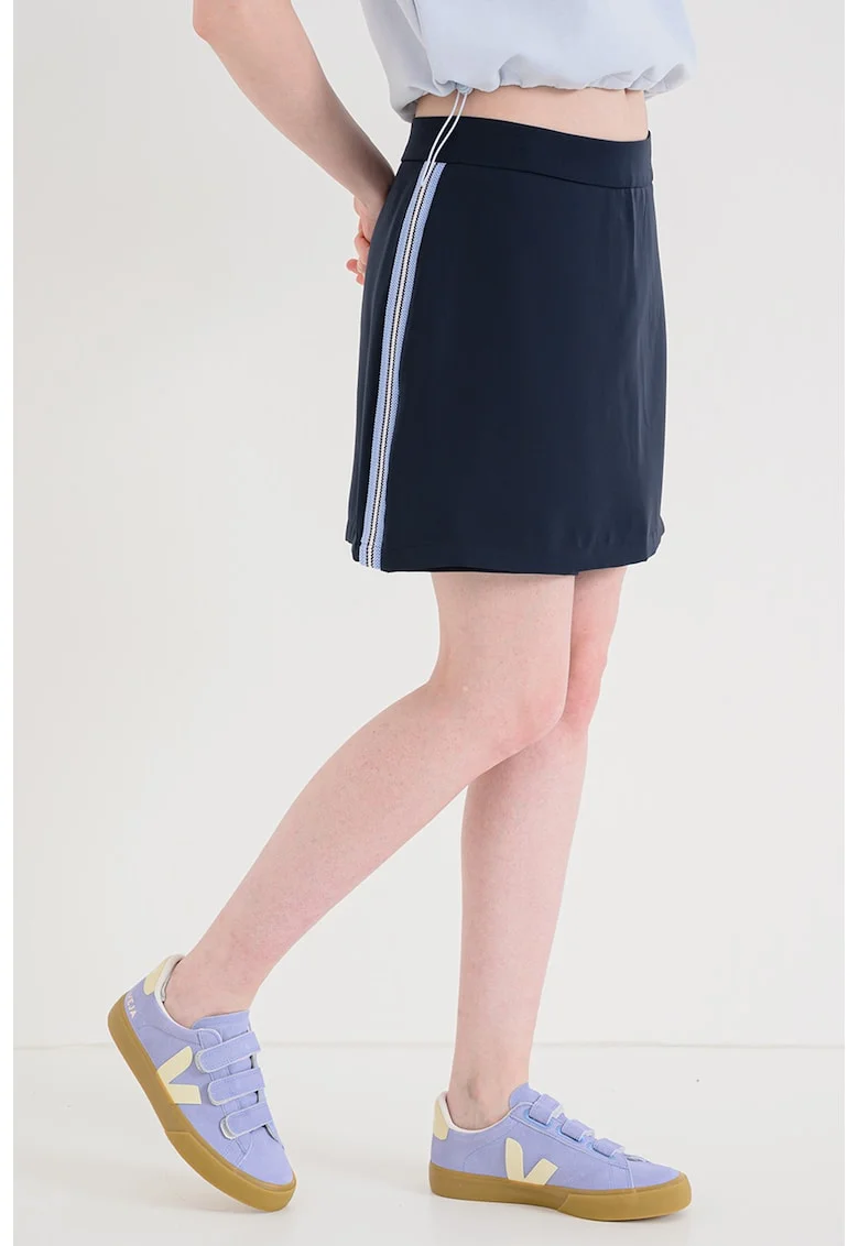 Fusta-pantalon scurta cu benzi laterale contrastante, Bleumarin