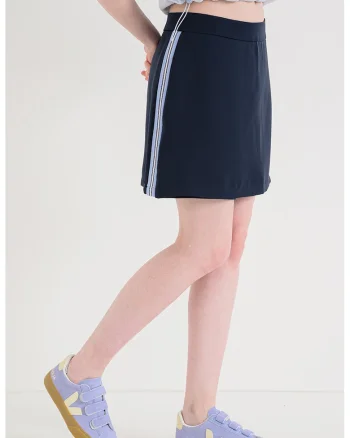 Fusta-pantalon scurta cu benzi laterale contrastante, Bleumarin