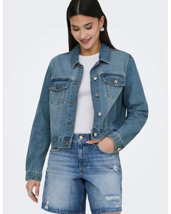 Jacheta crop din denim, Albastru