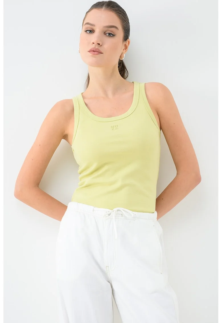 Top slim-fit Datamia, Galben pal