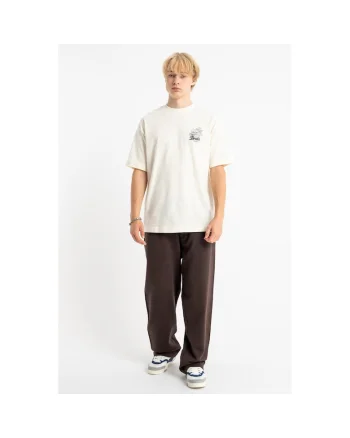 Pantaloni de trening cu croiala ampla si detaliu text