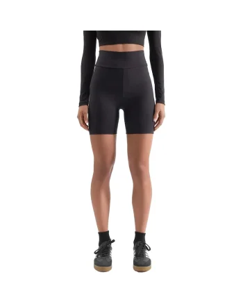 Pantaloni scurti,  talie inalta, croiala stransa, negru, poliester,