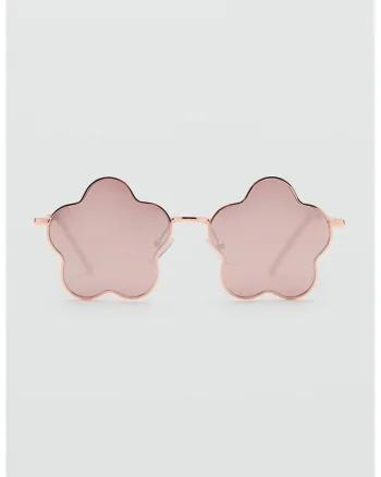 Ochelari de soare cu lentile in forma de floare, Roz pastel