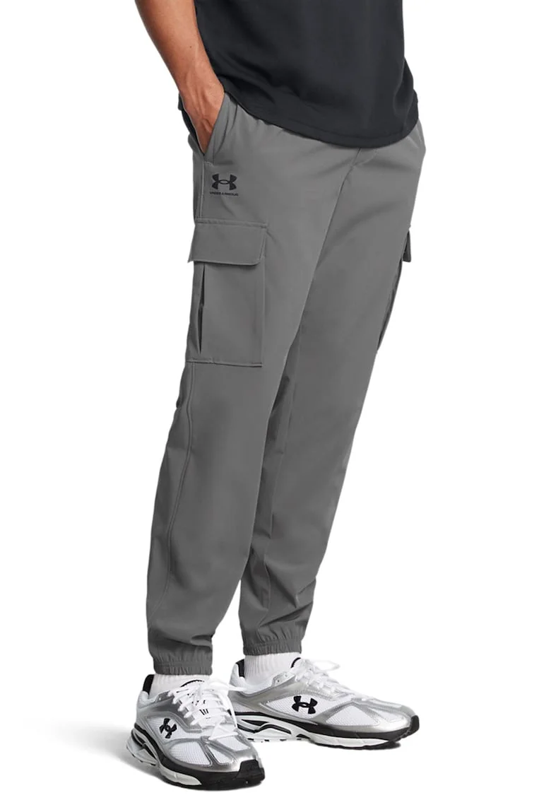 Pantaloni crop pentru fitness Vibe, Gri inchis