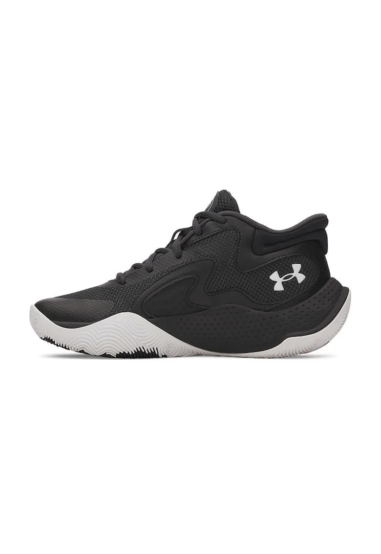 Pantofi mid-cut Jet'25 pentru baschet, Negru stins/Gri inchis