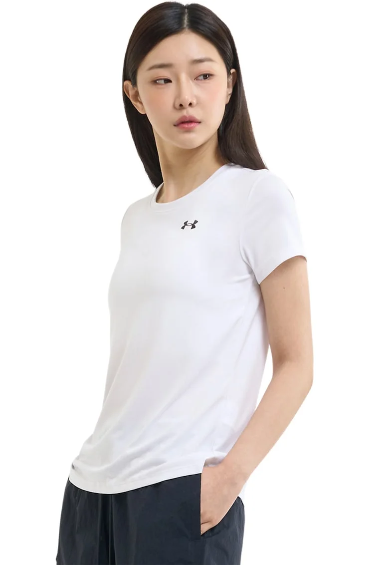 Tricou cu decolteu la baza gatului pentru fitness Classic, Alb/Gri antracit