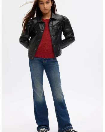 Blugi slim fit evazati, Albastru inchis